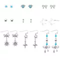 Multi-Pack Blue and Silver-Tone Star Sun Bow Earrings - 9 Pack at Spencer's