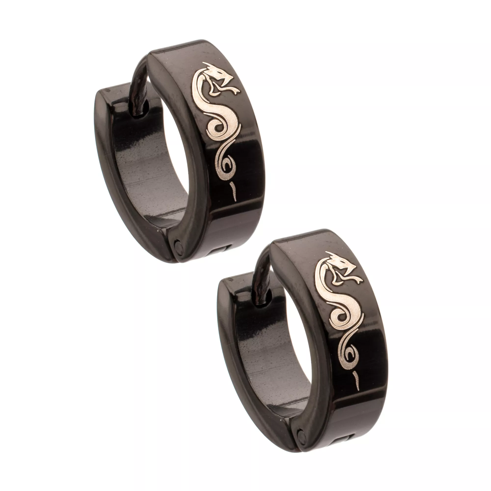 Black and Silver-Tone Snake Huggie Hoop Earrings - 18 Gauge at Spencer's