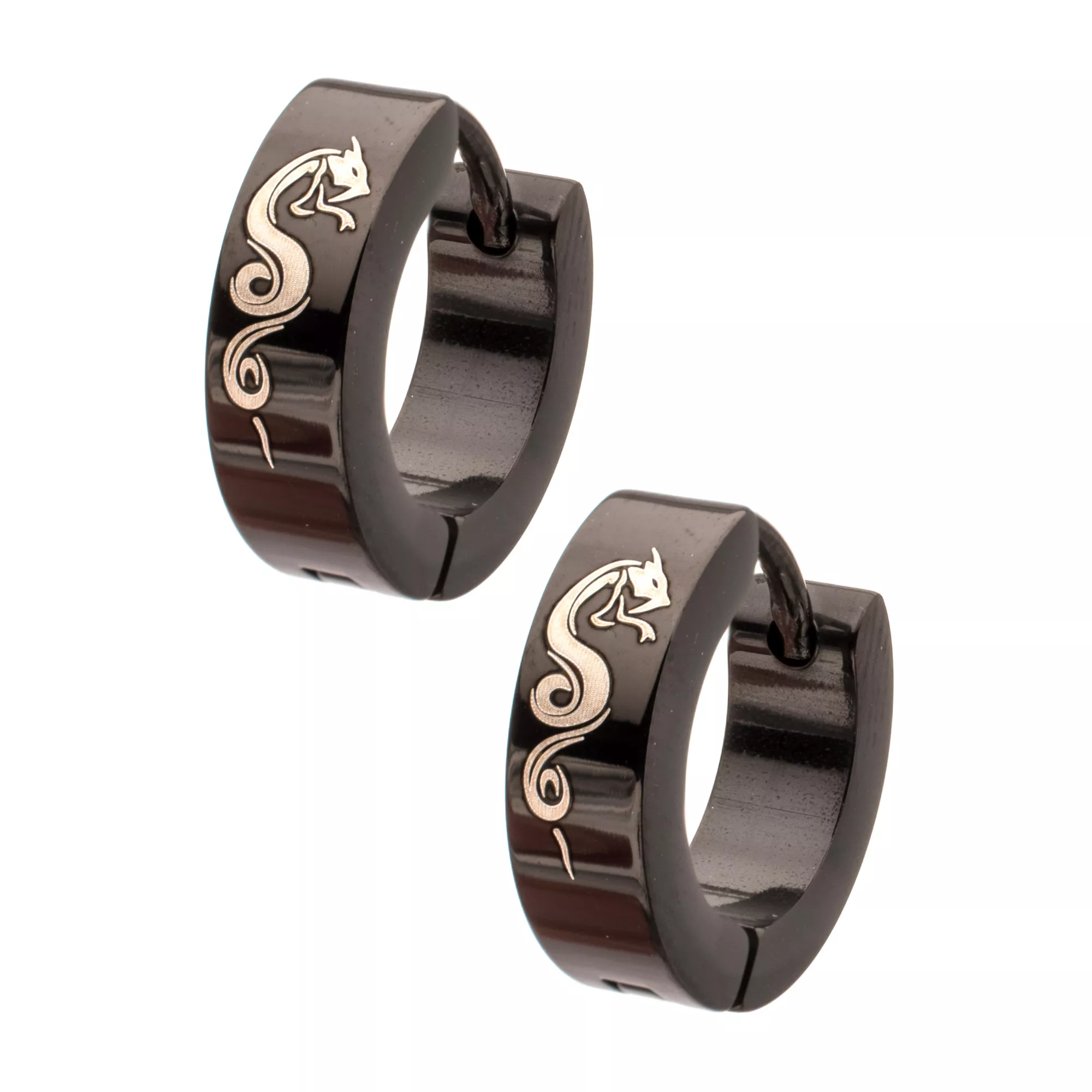 Black and Silver-Tone Snake Huggie Hoop Earrings - 18 Gauge at Spencer's