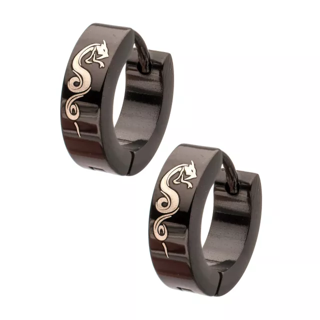 Black and Silver-Tone Snake Huggie Hoop Earrings - 18 Gauge at Spencer's