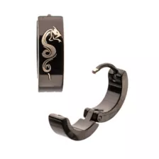 Black and Silver-Tone Snake Huggie Hoop Earrings - 18 Gauge at Spencer's