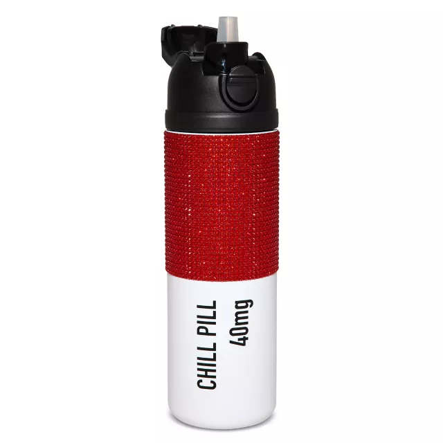 Chill Pill Rhinestone Water Bottle - 24 oz. at Spencer's
