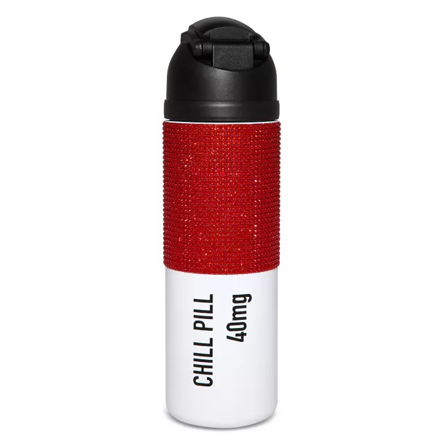 Chill Pill Rhinestone Water Bottle - 24 oz. at Spencer's