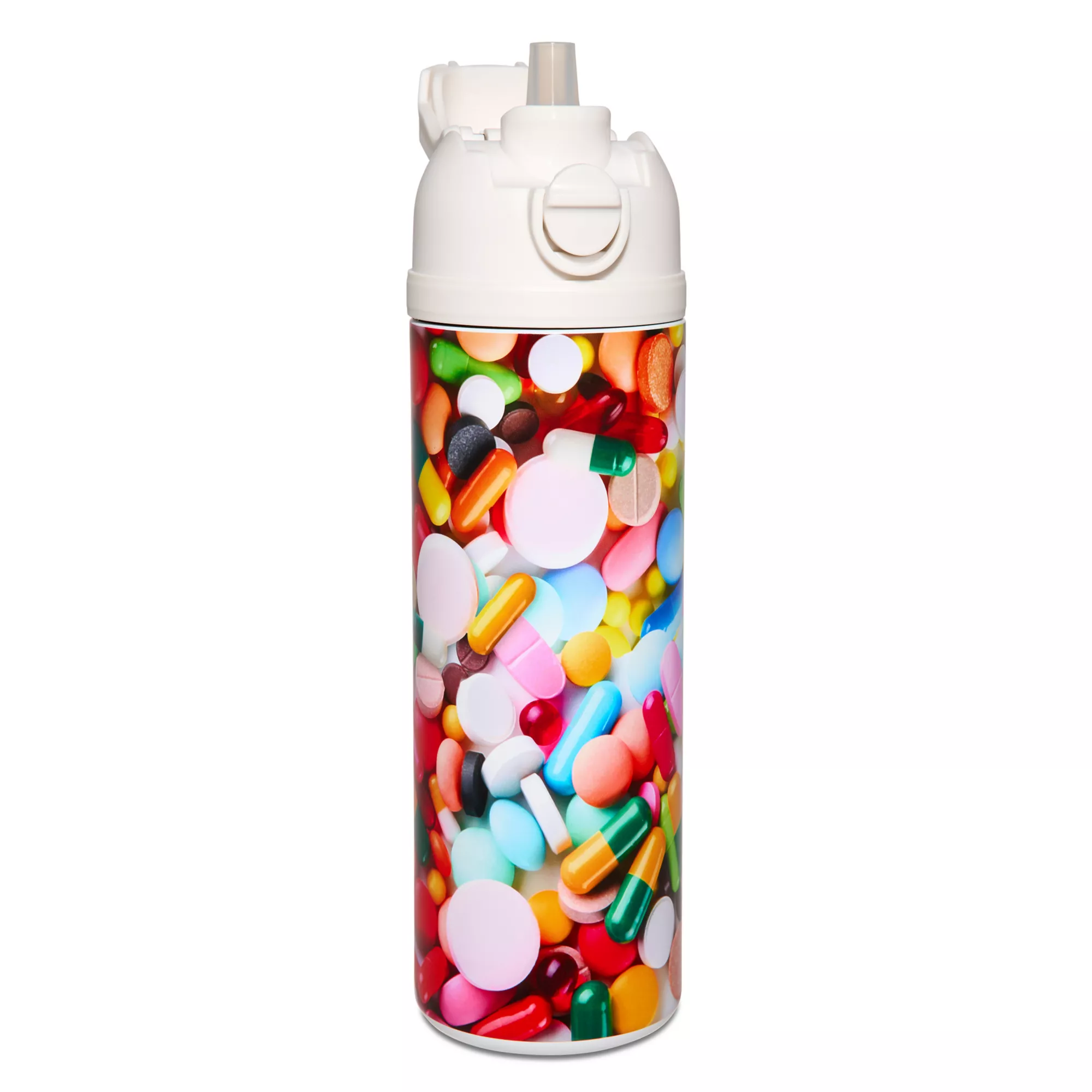 Pill Print Flip Top Water Bottle - 24 oz.