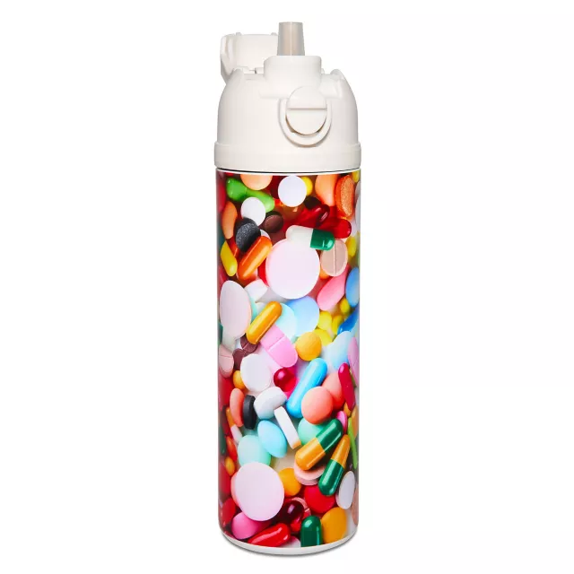 Pill Print Flip Top Water Bottle - 24 oz. at Spencer's
