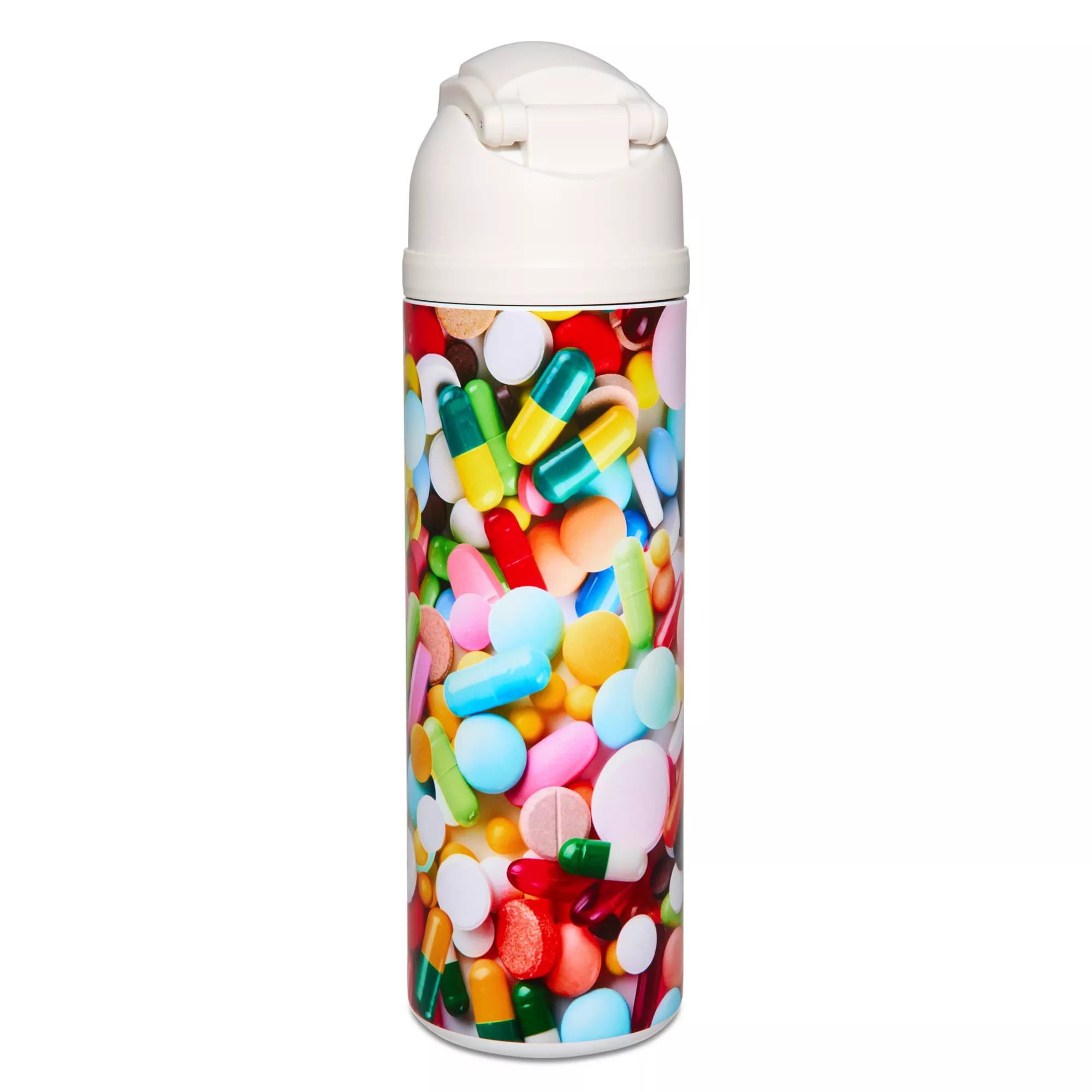 Pill Print Flip Top Water Bottle - 24 oz.