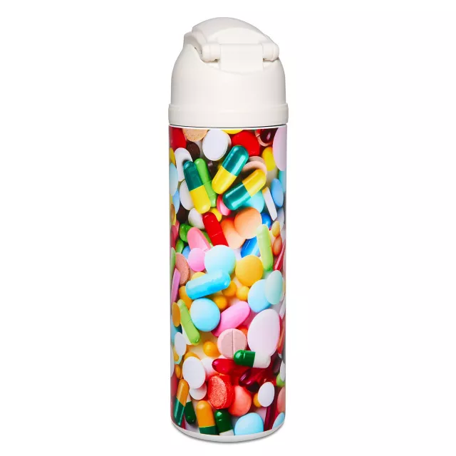 Pill Print Flip Top Water Bottle - 24 oz. at Spencer's