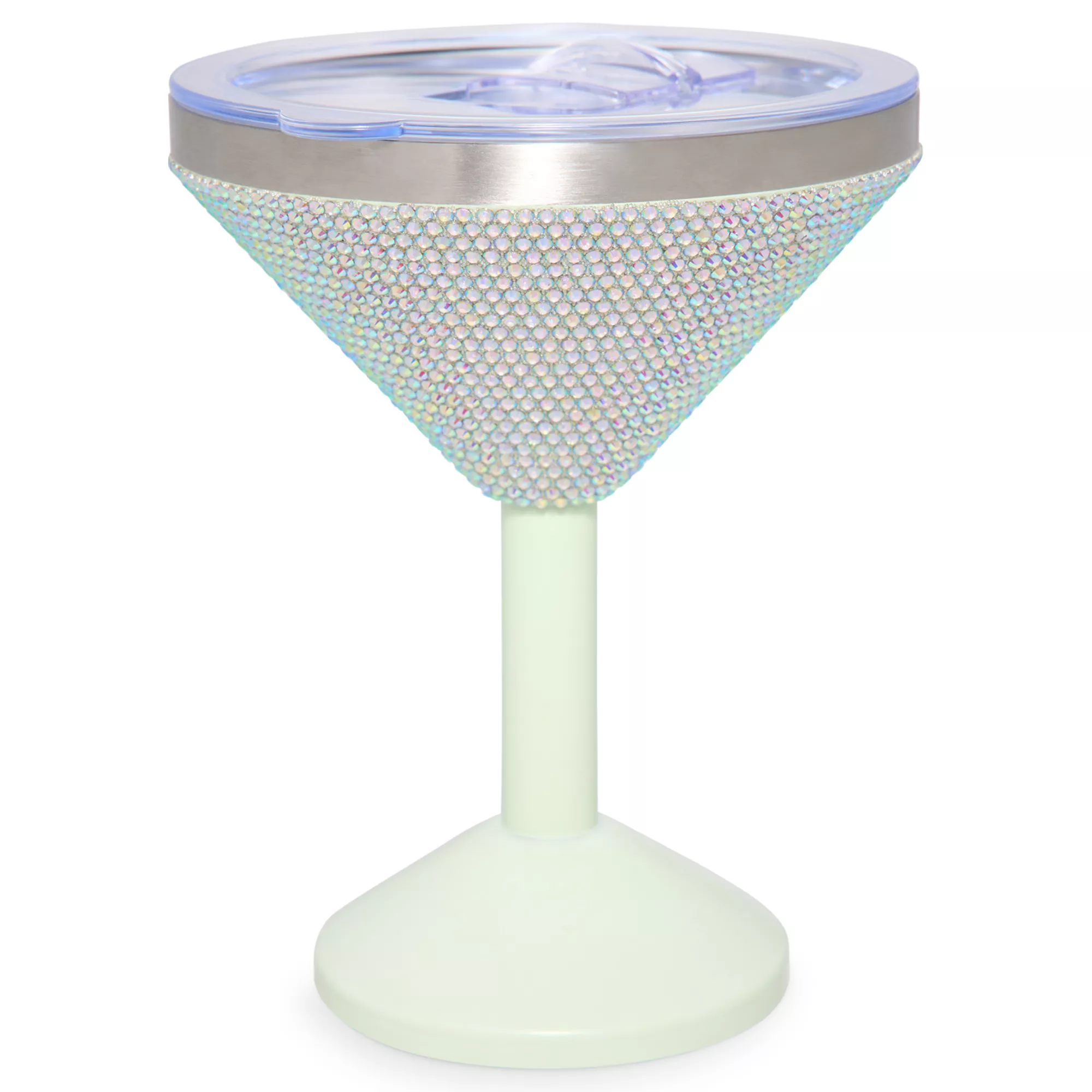Green Rhinestone Martini Travel Tumbler - 12 oz.