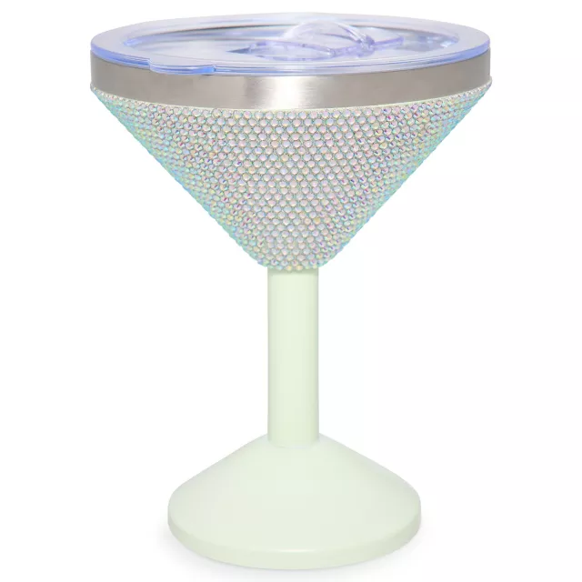 Green Rhinestone Martini Travel Tumbler - 12 oz.