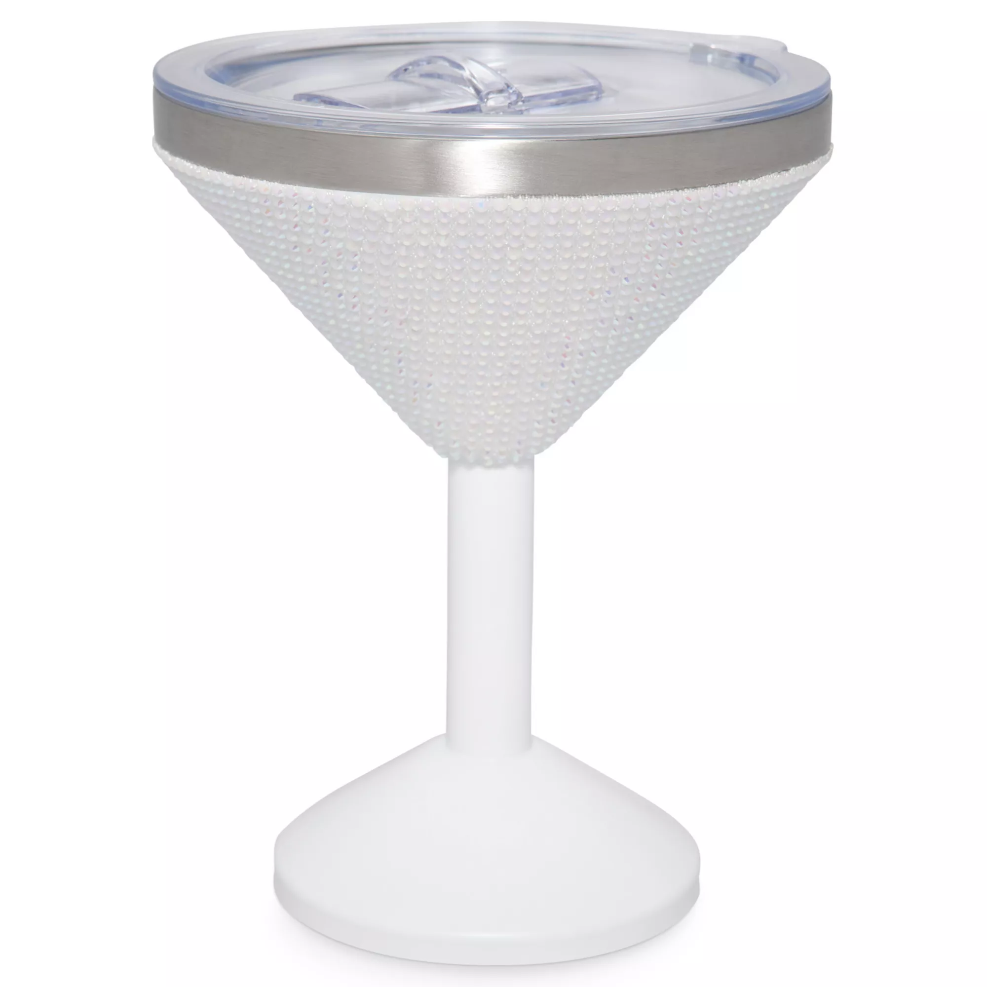 White Rhinestone Martini Travel Tumbler - 12 oz. at Spencer's
