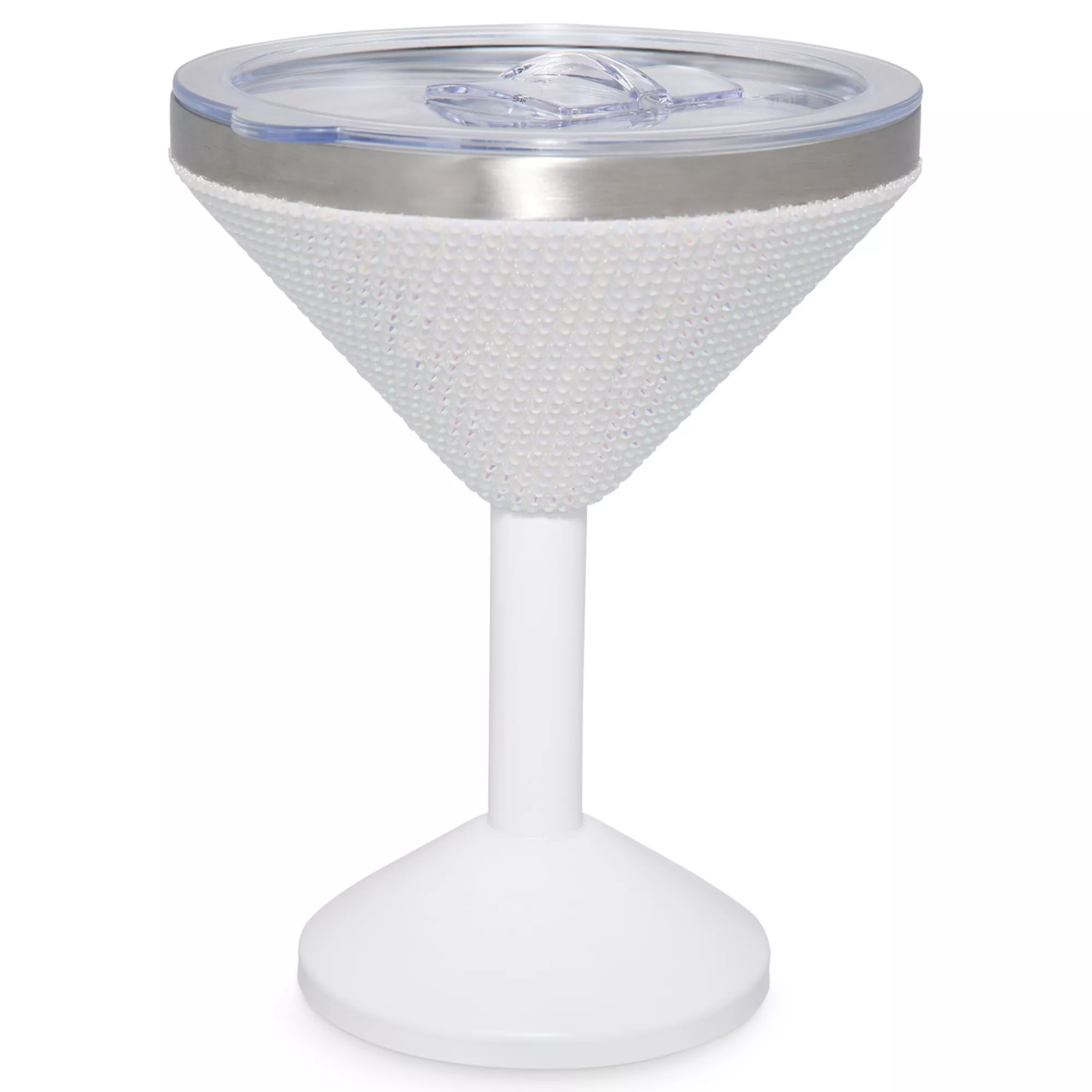 White Rhinestone Martini Travel Tumbler - 12 oz. at Spencer's