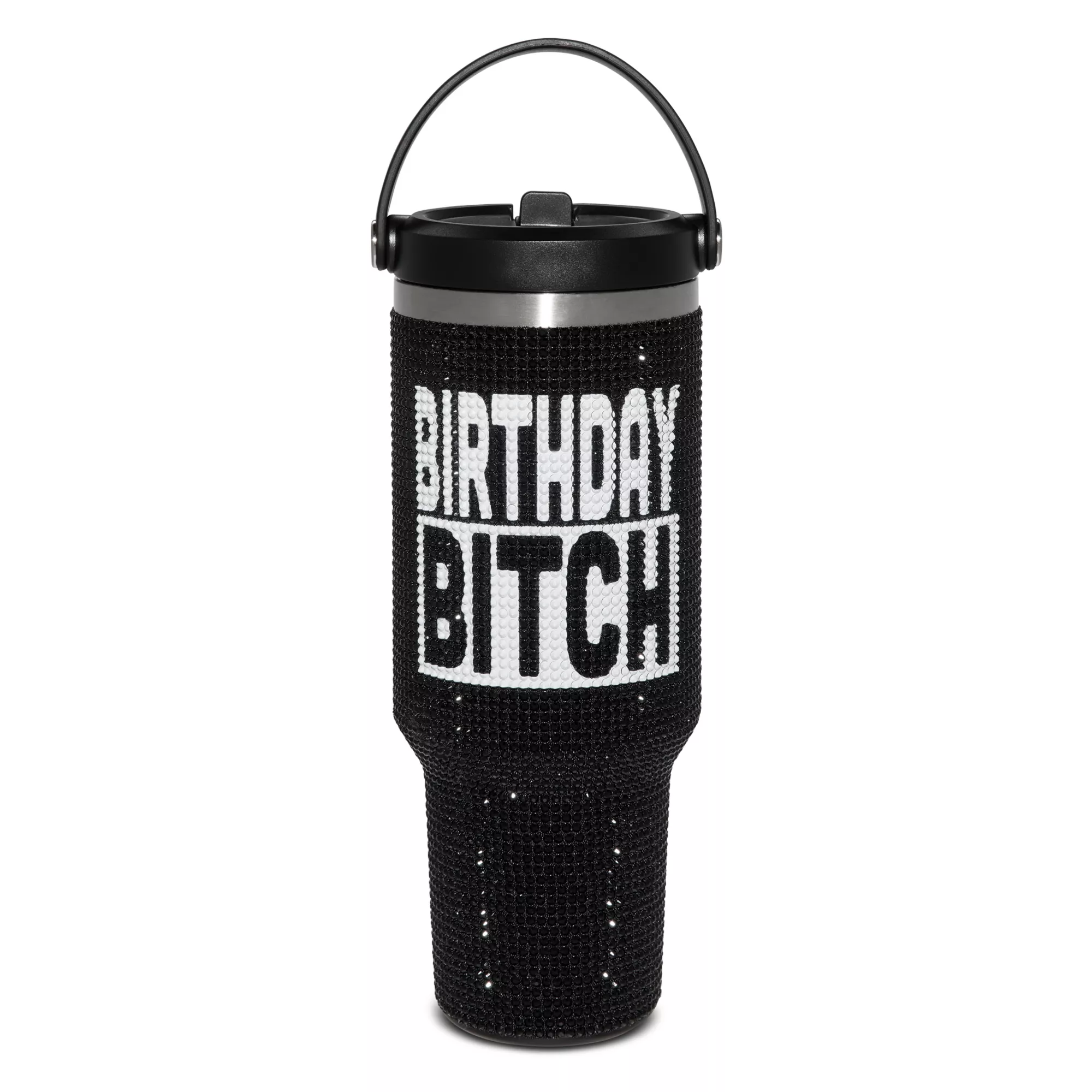 Birthday Bitch Rhinestone Tumbler with Handle - 40 oz.