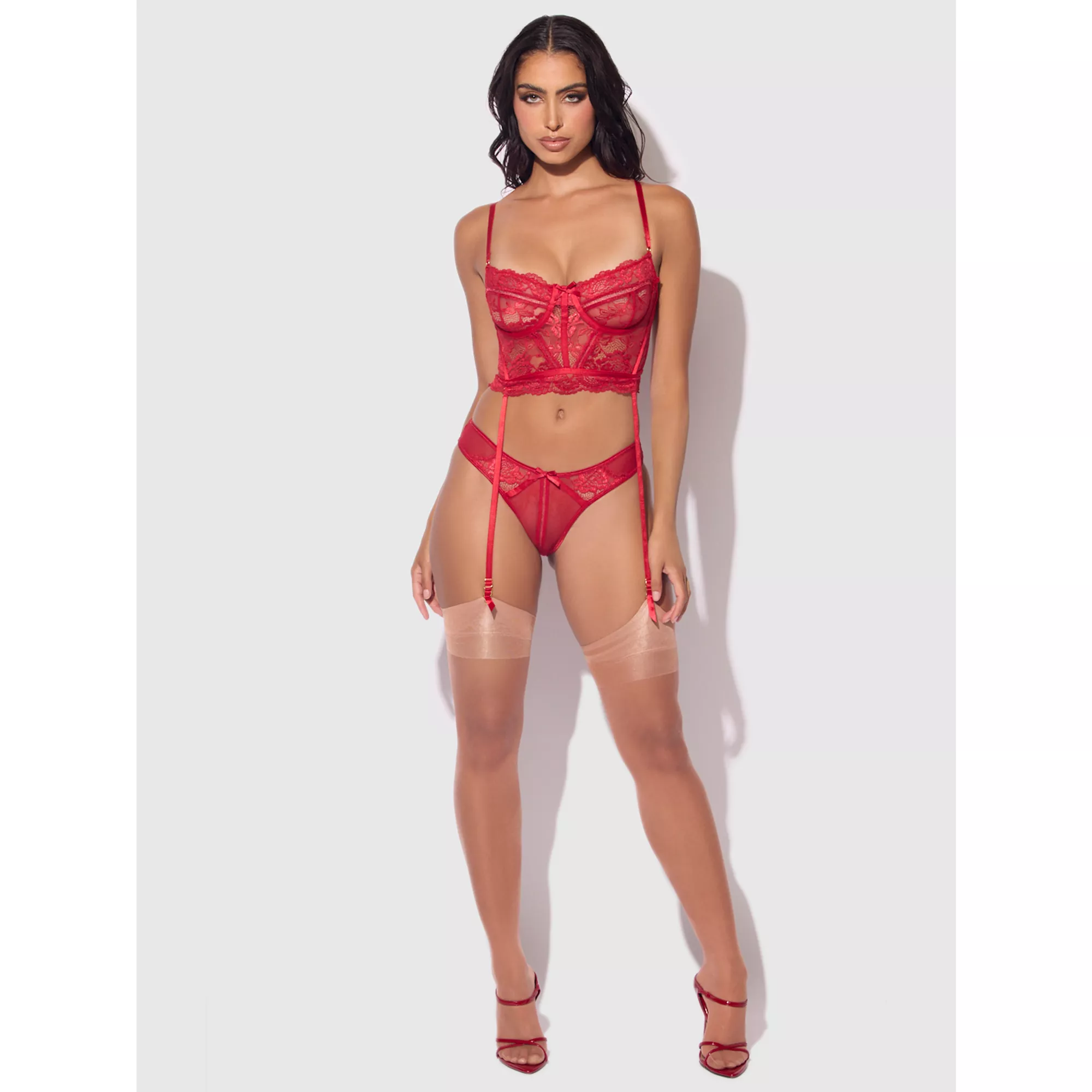 Red Harlow Lace Lingerie Set at Spencer's