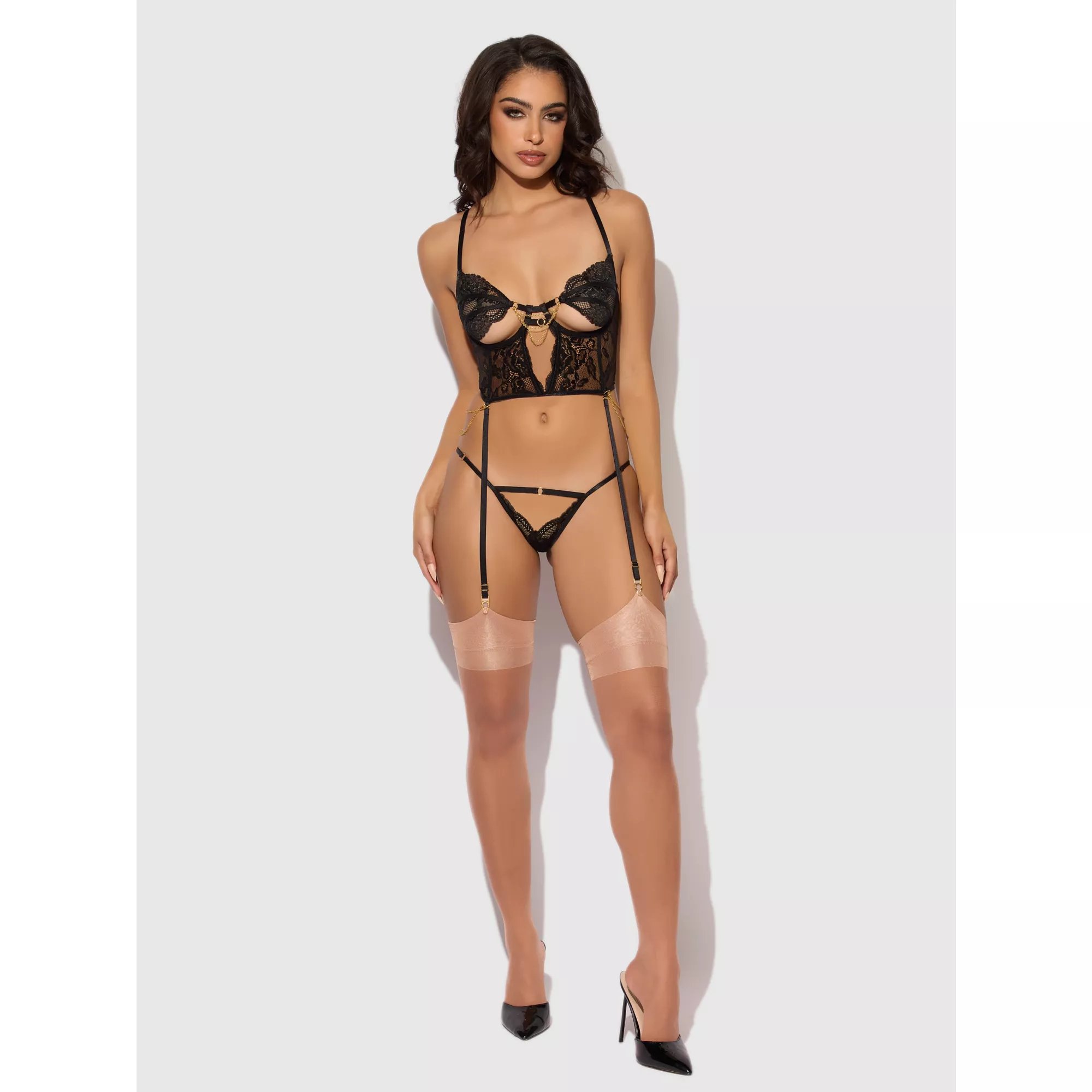 Black Cecily Lingerie Set at Spencer's