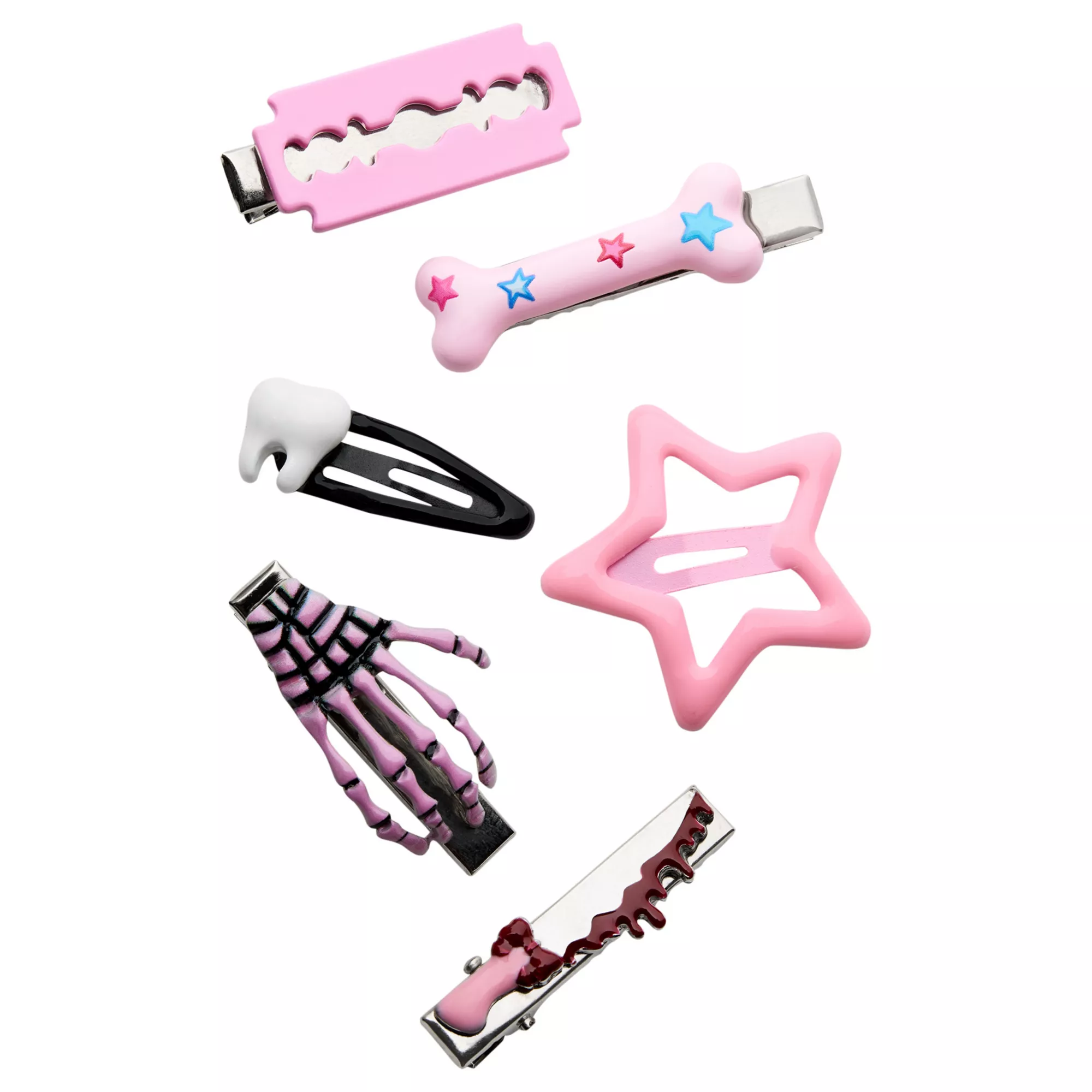 Multi-Pack Pink Horror Hair Clips - 6 Pack