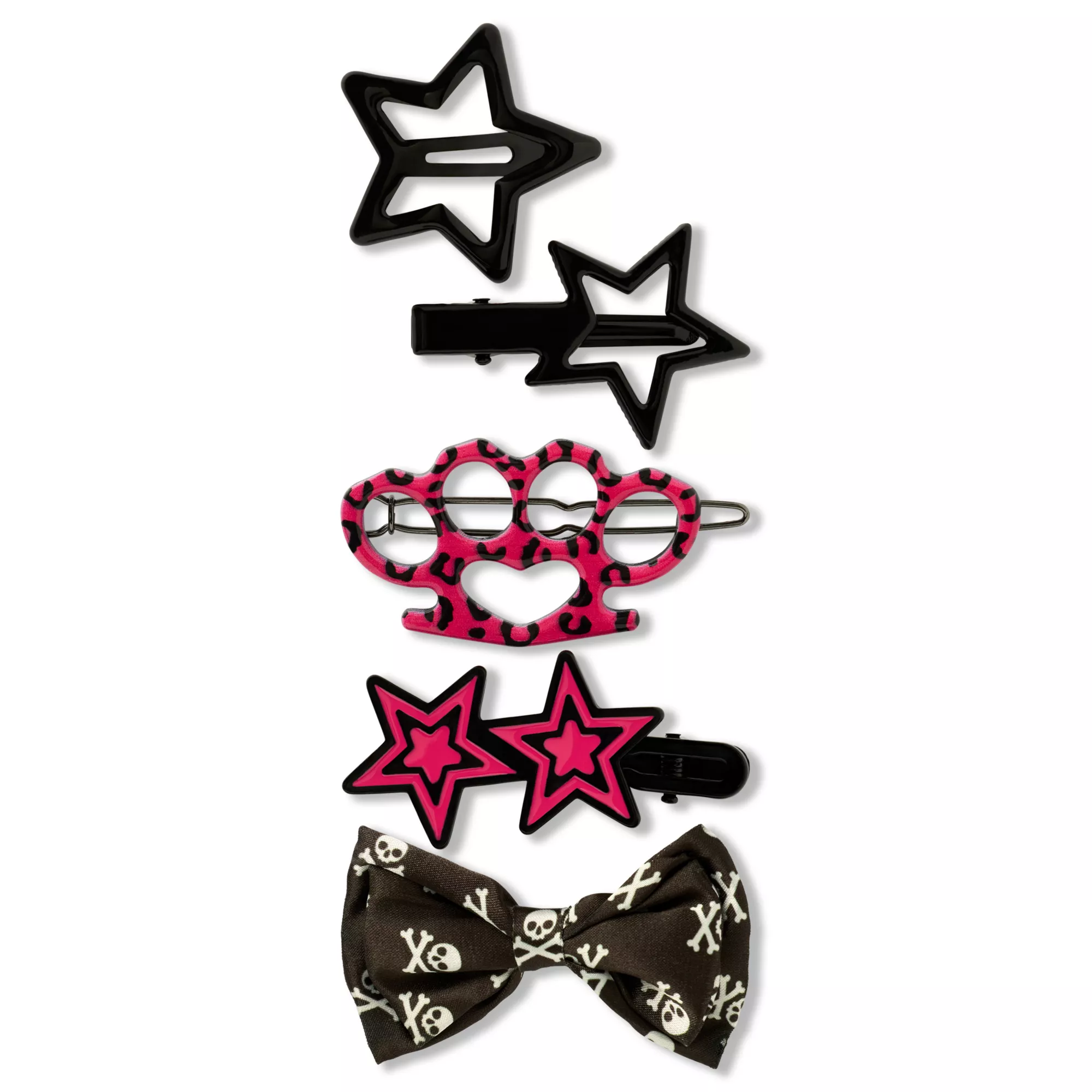 Knuckle and Star Hair Clips - 5 Pack