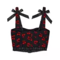 Black Cherry Print Bow Corset Top at Spencer's