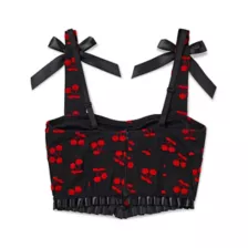 Black Cherry Print Bow Corset Top at Spencer's