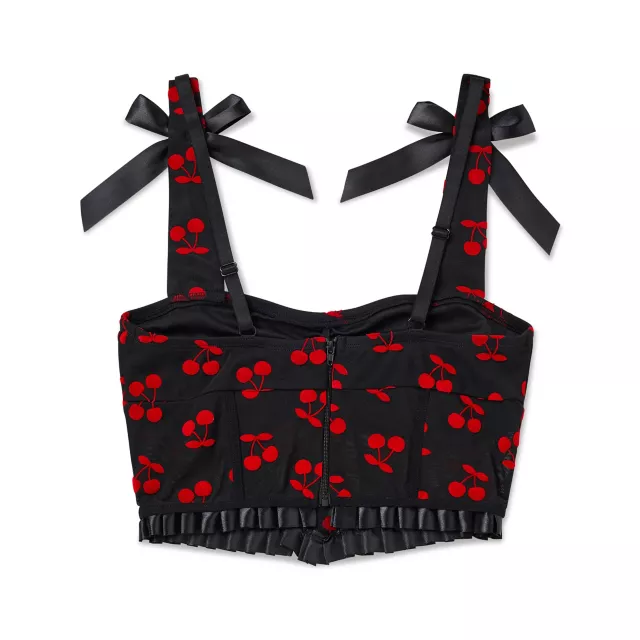 Black Cherry Print Bow Corset Top at Spencer's