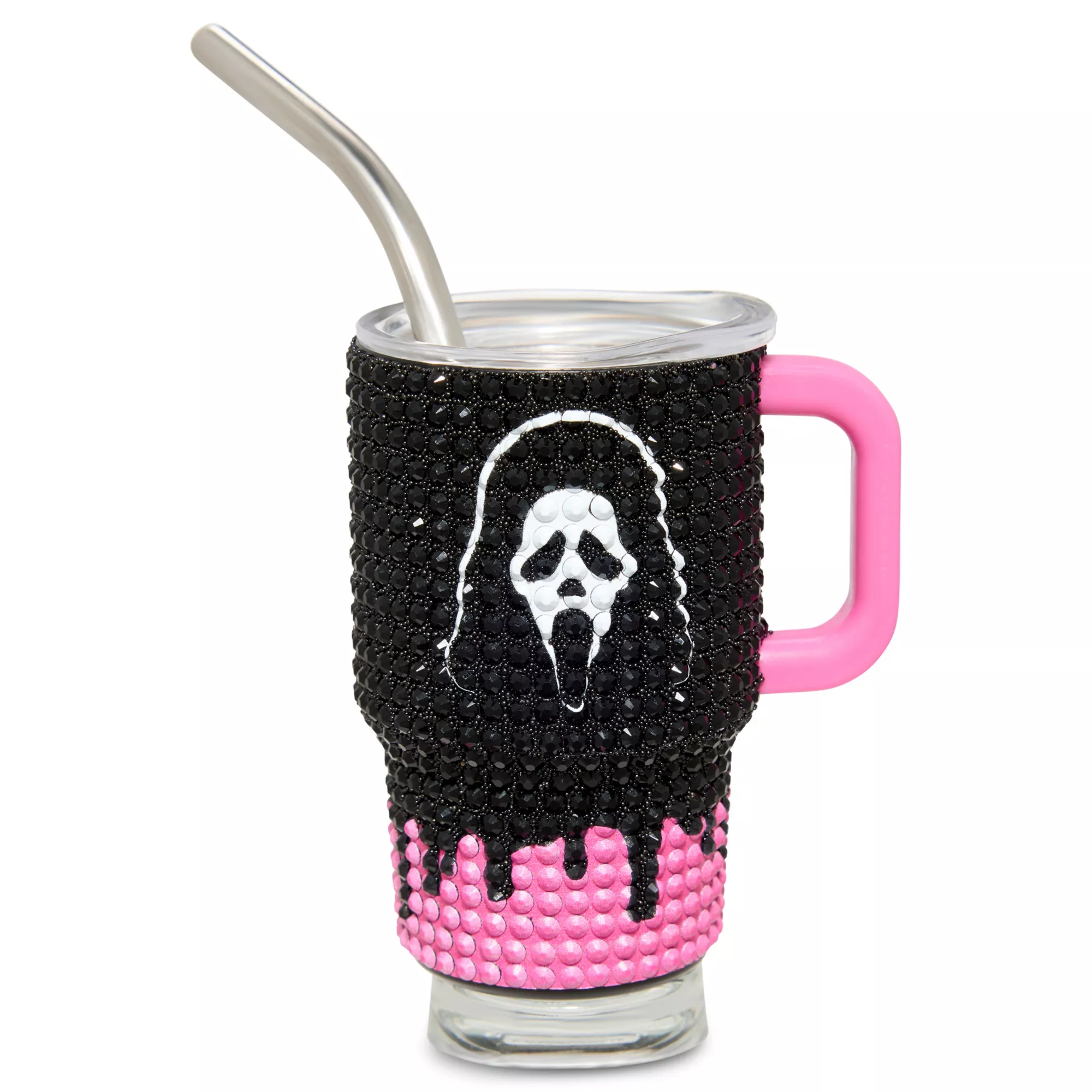 Ghost Face Rhinestone Mini Travel Tumbler with Straw - 3 oz. at Spencer's