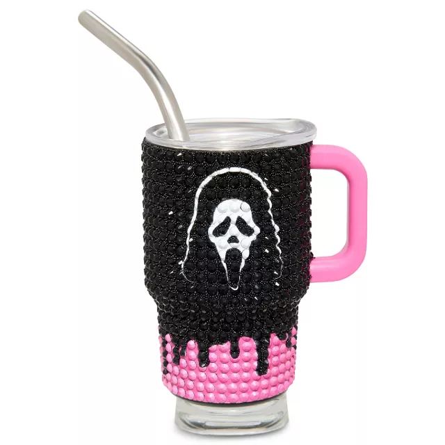 Ghost Face Rhinestone Mini Travel Tumbler with Straw - 3 oz. at Spencer's