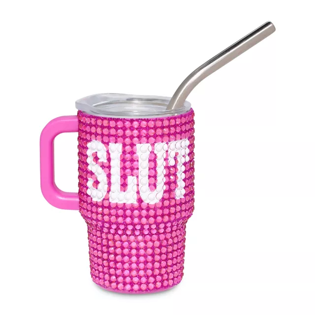 Slut Rhinestone Mini Travel Tumbler with Straw - 3 oz. at Spencer's