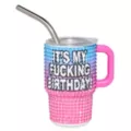 My Fucking Birthday Rhinestone Ombre Mini Tumbler with Straw - 3 oz. at Spencer's