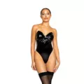 Black High-Cut Strapless Vinyl Bodysuit at Spencer's