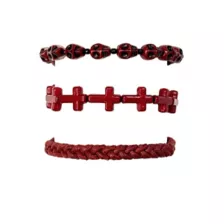 Multi-Pack Red Skull and Cross Beaded Bracelets - 3 Pack at Spencer's