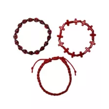 Multi-Pack Red Skull and Cross Beaded Bracelets - 3 Pack at Spencer's