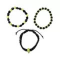 Multi-Pack Green and Black Beaded Skull Bracelets - 3 Pack at Spencer's