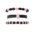 Multi-Pack Pink and Black Beaded Skull Bracelets - 3 Pack at Spencer's