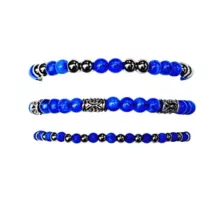 Multi-Pack Black and Blue Beaded Bracelets - 3 Pack at Spencer's