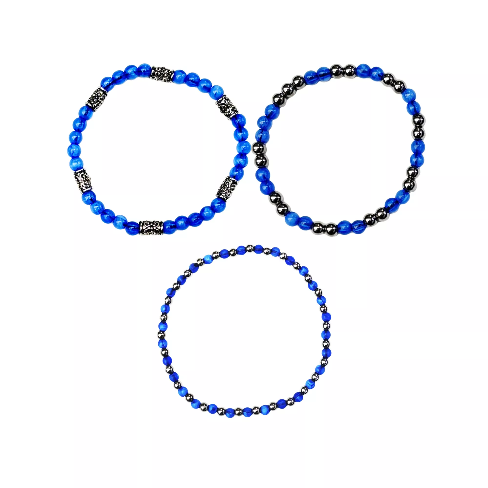 Multi-Pack Black and Blue Beaded Bracelets - 3 Pack at Spencer's