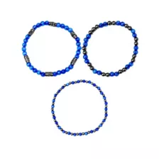 Multi-Pack Black and Blue Beaded Bracelets - 3 Pack at Spencer's