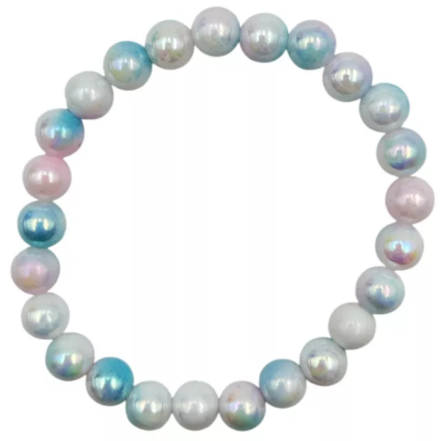 Iridescent Multicolor and White Marble Long Distance Bracelets - 2 Pack at Spencer's