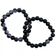 Black and Purple Marble Long Distance Bracelets - 2 Pack at Spencer's