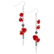 Rose Sword Dangle Earrings at Spencer's