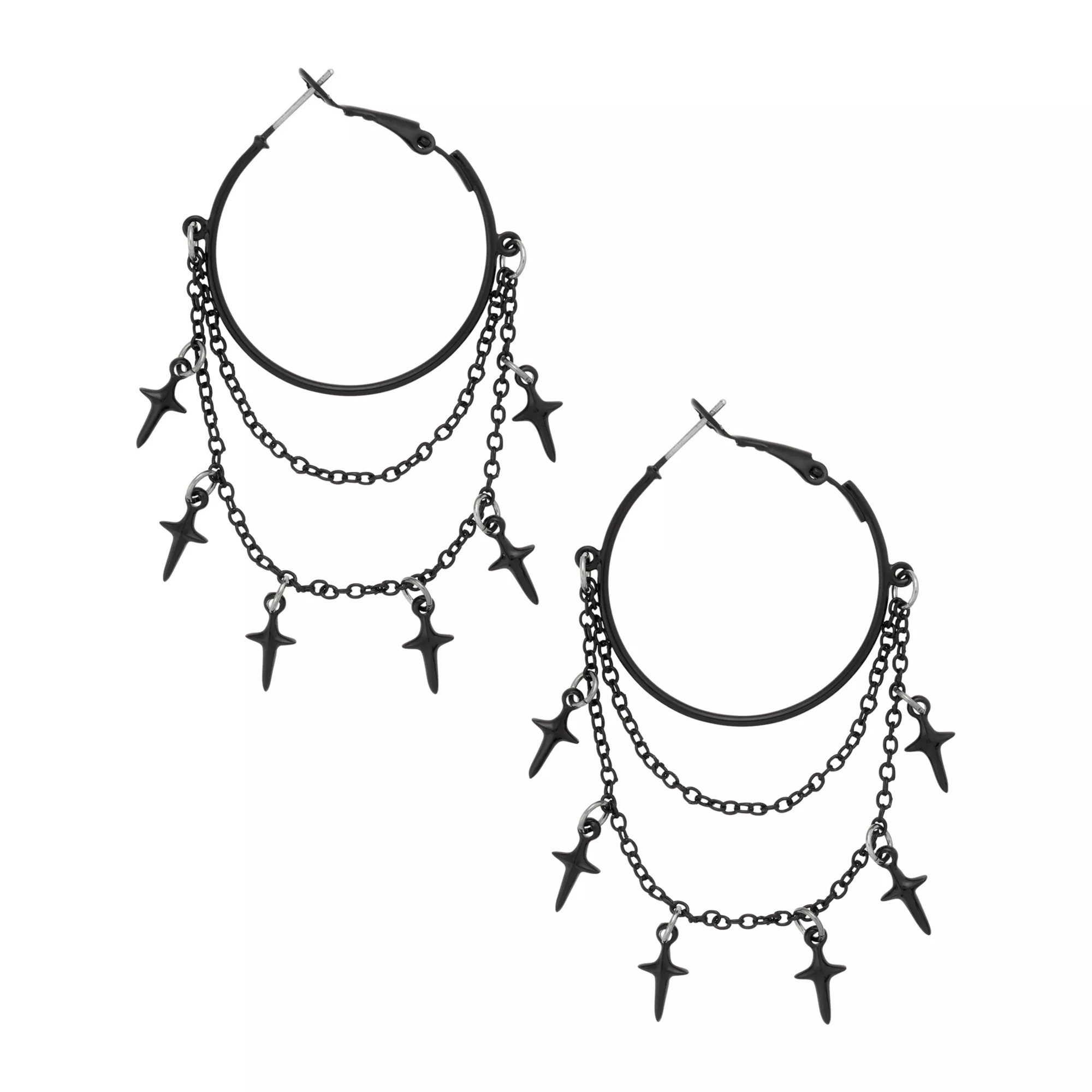 Celestial Star Dangle Hoop Earrings
