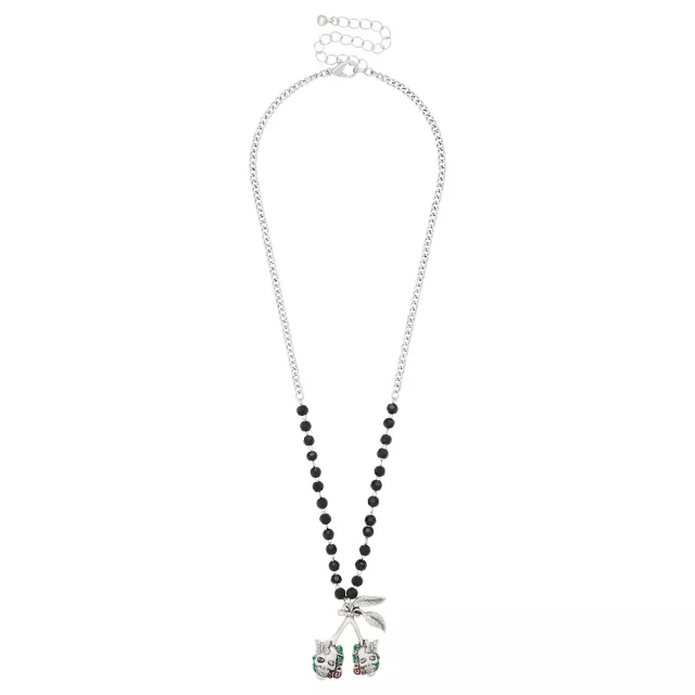 Cherry Skull Beaded Chain Necklace at Spencer's