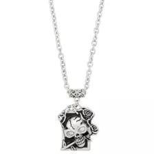 Skull and Roses Pendant Chain Necklace at Spencer's