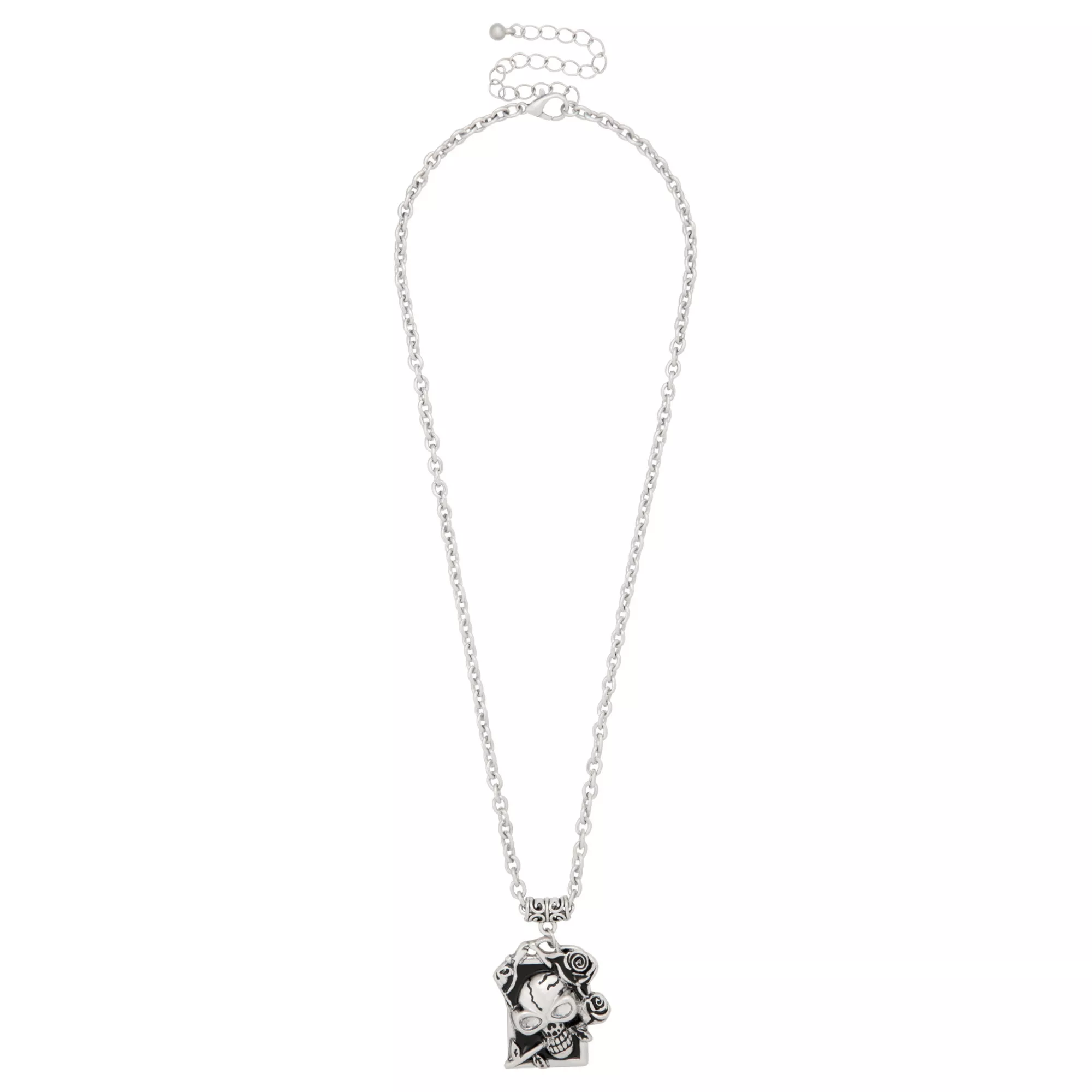 Skull and Roses Pendant Chain Necklace