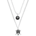 2-Row Skull and 8 Ball Chain Necklace at Spencer's
