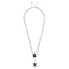 2-Row Skull and 8 Ball Chain Necklace at Spencer's