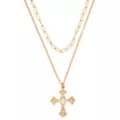 2-Row Clear CZ Cross Gold-Tone Necklace at Spencer's