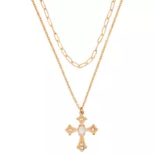 2-Row Clear CZ Cross Gold-Tone Necklace at Spencer's