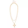 2-Row Clear CZ Cross Gold-Tone Necklace at Spencer's