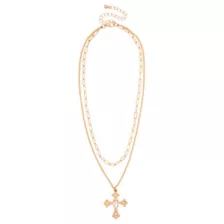 2-Row Clear CZ Cross Gold-Tone Necklace at Spencer's