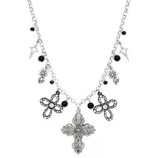 Cross and Flower Charm Necklace at Spencer's