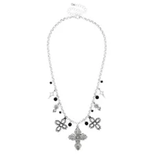 Cross and Flower Charm Necklace at Spencer's